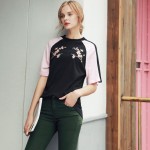 Quintina New Fashion Women Shirt Embroidery O-Neck Summer T-Shirt For Women Harajuku Short Sleeve Women Tops 