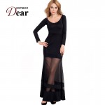 R70229  Elegant off the shoulder women's long dress fashion 2017 new good quality black dress full sleeve sexy maxi dresses long