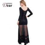 R70229  Elegant off the shoulder women's long dress fashion 2017 new good quality black dress full sleeve sexy maxi dresses long