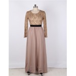 RA80138 Hot sell women long dress party evening elegant good quality sexy lace dress o-neck floor length long sleeve maxi dress