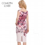 RE80210 Vintage sleeveless floral pencil midi dress beautiful work office elegant dress summer slash neck sexy womens dresses