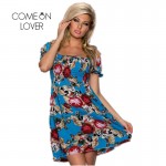 RI7970 Comeonlover Off Shoulder Knee Length Fashion Summer Flower Print Dresses Beach Dress Many Style Plus Size Women Dresses