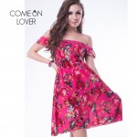 RI7970 Comeonlover Off Shoulder Knee Length Fashion Summer Flower Print Dresses Beach Dress Many Style Plus Size Women Dresses