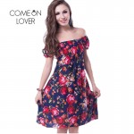 RI7970 Comeonlover Off Shoulder Knee Length Fashion Summer Flower Print Dresses Beach Dress Many Style Plus Size Women Dresses