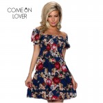 RI7970 Comeonlover Off Shoulder Knee Length Fashion Summer Flower Print Dresses Beach Dress Many Style Plus Size Women Dresses