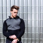 RISE Brand Men's winter New Hooded shirt Fitness Bodybuilding Hoodies Muscle Men Zipper Fashion Sweatshirt Slim Fit Jacket Coat