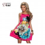 RJ7971 Comeondear Best Sale Women Dress Flower Print Beach Dress Popular Cheap Clothes With Belt Summer Dress Women Plus Size