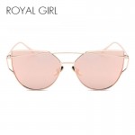 ROYAL GIRL NEW Brand Designer Women Sunglasses Metal Frame Flat Sun glasses Vintage Mirror Shades ss495