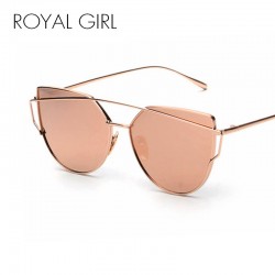 ROYAL GIRL NEW Brand Designer Women Sunglasses Metal Frame Flat Sun glasses Vintage Mirror Shades ss495