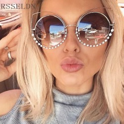RSSELDN Fashion Cat Eye Sunglasses Women New Diamonds Colorful Round Glasses Women Brand Designer Lunette De Soleil Femme