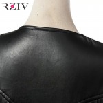 RZIV 2016  woman vest spring fashion vest pure black fringed leather vest
