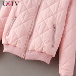 RZIV Female winter pilot women basic coats autumn jacket zipper black women bomber jacket cool biker outwear short parka