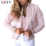 RZIV Female winter pilot women basic coats autumn jacket zipper black women bomber jacket cool biker outwear short parka
