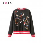RZIV Women jacket 2016 casual jaqueta feminina jacket embroidered flowers