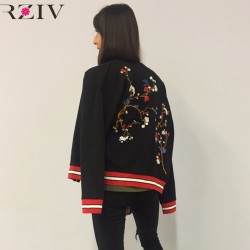 RZIV Women jacket 2016 casual jaqueta feminina jacket embroidered flowers