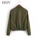 RZIV women bomber jacket basic coats and 2016 female coat flight suit casual women coat embroidered patch women jacket coat 