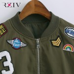 RZIV women bomber jacket basic coats and 2016 female coat flight suit casual women coat embroidered patch women jacket coat 