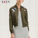 RZIV women bomber jacket basic coats and 2016 female coat flight suit casual women coat embroidered patch women jacket coat 