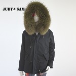 Raccoon Fur Collar Hood Parka with Colorful Real Fox Fur Lining Winter Jacket Out Wear for Women Brand Fashion