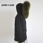 Raccoon Fur Collar Hood Parka with Colorful Real Fox Fur Lining Winter Jacket Out Wear for Women Brand Fashion