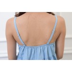 Rachelcoco New Arrivals Summer Women Denim Dress Sleeveless O NecK Button Brand Mori Girl Cute Female Spaghetti Strap Vestidos