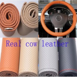 Real Genuine Leather good quality unviersal Steering Wheel Cover Free shipping 36/38/40cm