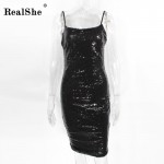 RealShe 2017 Summer Dress Women Sleeveless Backless Sequin Midi Sundress Woman Black Sexy Party Club Dresses Vestidos 