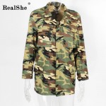 RealShe Women's Jacket 2017 Women Long Sleeve Turn Down Collar Zipper Jackets Women's Casual Jacket Woman Basic Coats Overcoat 
