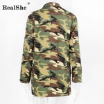 RealShe Women's Jacket 2017 Women Long Sleeve Turn Down Collar Zipper Jackets Women's Casual Jacket Woman Basic Coats Overcoat 