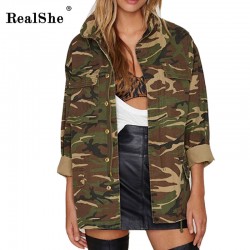 RealShe Women's Jacket 2017 Women Long Sleeve Turn Down Collar Zipper Jackets Women's Casual Jacket Woman Basic Coats Overcoat 