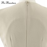 Rebantwa Summer OL Office Dresses Polyester Slim Waist Split Fork Women Dress With the Belt O-neck Vestidos High Quality S-XL