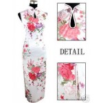 Red Vintage Chinese Women's Silk Rayou Halter Long Cheongsam Qipao Dress Flower Size S M L XL XXL Free Shipping J5111