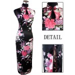 Red Vintage Chinese Women's Silk Rayou Halter Long Cheongsam Qipao Dress Flower Size S M L XL XXL Free Shipping J5111