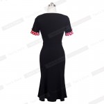 Retro New Vintage Patchwork dress Mickey Polka Dot Belt Short Sleeve women Pinup Summer Work Bodycon Mermaid Pencil Dress B62