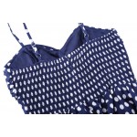 Retro Vintage Spaghetti Straps Polka Dots Flared A-Line Cotton Party Picnic Dress Navy Blue Plus Size Woman Dresses vestidos