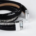 Rhinestone Feather Wide Multilayer Leather Bracelet Magnetic Tassel Bracelet Women Wrap Charm Boho Bohemian Bracelets Bangle Men