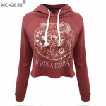Rogesi 2018 New Casual Women T Shirts Hooded Long Sleeve Round Neck Short Shirt Women's Clothing American Apparel