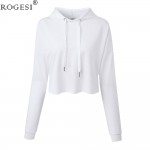 Rogesi 2018 New Casual Women T Shirts Hooded Long Sleeve Round Neck Short Shirt Women's Clothing American Apparel