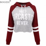 Rogesi 2018 New Casual Women T Shirts Hooded Long Sleeve Round Neck Short Shirt Women's Clothing American Apparel