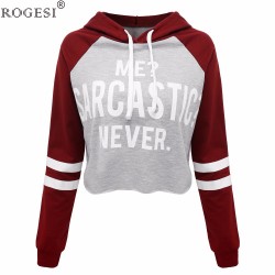 Rogesi 2018 New Casual Women T Shirts Hooded Long Sleeve Round Neck Short Shirt Women's Clothing American Apparel