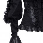 Rosetic Gothic Chiffon Shirts Spring Black Long Sleeve Slim Hollow Lace Fall Long Sleeve Stand Collar Solid Gothic Chiffon Shirt