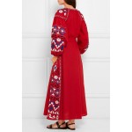Runway Dresses 2017 Women High Quality Vintage Ethnic Geometric Embroidery Long Maxi Dress Autumn Long Sleeve A Line Vestidos