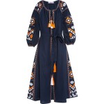 Runway Dresses 2017 Women High Quality Vintage Ethnic Geometric Embroidery Long Maxi Dress Autumn Long Sleeve A Line Vestidos