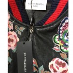 Runway Jacket Coats Leather Jacket Women Black Floral Embroidery Jackets 2017 Luxury Coat