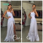 Russian famous TaoVK fashion 2016 summer women long Cherry printing white empire strapless floor length dresses