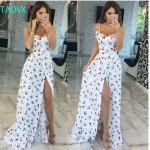 Russian famous TaoVK fashion 2016 summer women long Cherry printing white empire strapless floor length dresses