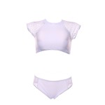 S -XL women's swimming suit bikinis women high waist swimsuit White Mesh Swimwear crochet Bikini Set maillot de bain biquini