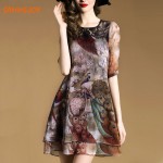 S-2XL SAMMEJOY 2016 summer dress Original Design Peacock Printing women dress mini fashion Style thin autumn sexy vestidos 8096