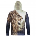 S-3XL Mens Fierce Lion Printed Sweatshirt 3D Animal Hoodie Raglan Sleeve Printing Casual Outwear Sweat Homme Sudadera Hombre