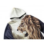 S-3XL Mens Fierce Lion Printed Sweatshirt 3D Animal Hoodie Raglan Sleeve Printing Casual Outwear Sweat Homme Sudadera Hombre